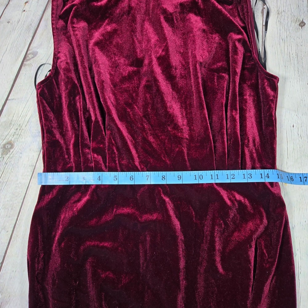 Lulus Classic Elegance Wine Red Velvet Sleeveless Mock Neck Maxi Dress Large - Picture 10 of 10